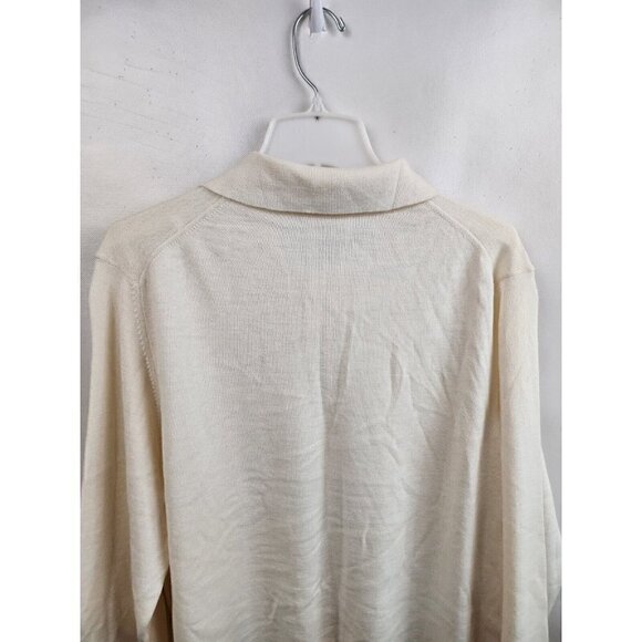 𝅺CONFRIDDO Off White Wool Blend 1/4 Button Collared Pullover Sweater Large - Picture 6 of 6